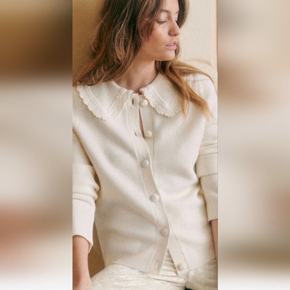 NWOT Sezane M Ecru Bettany cardigan